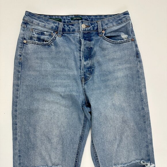 Wild Fable High Rise Slim Straight Distressed Button Fly Women size 12 Blue Jean - Picture 2 of 5